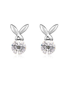 Mini White Fairy Butterfly Theme Design Austrian Crystal Crystal Earrings