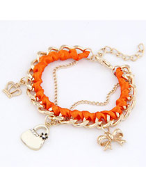 Afrocentri Orange Crown Bow Bag Design Alloy Korean Fashion Bracelet