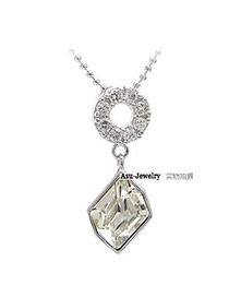 Boxed White Polygon Design Crystal Crystal Necklaces