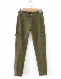 Pantalones De Verde Militar De Color Puro