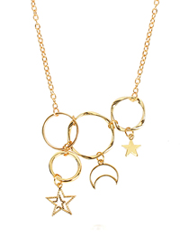 Collar De Estrella De Luna De Círculo Circular De Anillos Múltiples