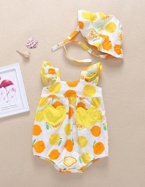 Fruit Print Love Patch Pocket Baby Triangle Lace
