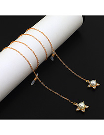 Cadena De Gafas Antideslizantes De Diamantes De Imitación De Perlas De Cinco Estrellas De Metal