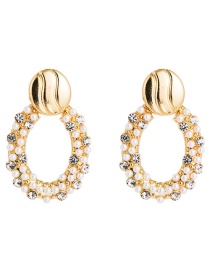 Pendientes Ovalados Con Perlas De Diamantes De Imitación