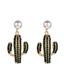 Aretes De Aleación De Diamantes Con Perlas De Cactus