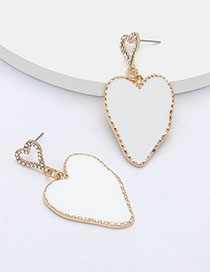 Fashion White Multilayer Love-shaped Alloy Earrings With Diamonds And Oil Drop