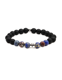 Aries Emperor Stone Beaded Black Frosted Pulsera