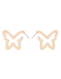 Pendientes De Aleación Hueca De Mariposa Con Diamantes Y Perlas