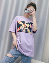 Camiseta De Manga Corta Con Cuello Redondo Y Estampado Floral