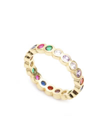 Fashion Color Zirconium Ring Micro-set Zircon And Diamond Fine-edged Ring