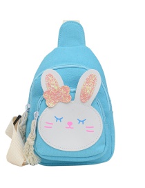 Fashion Blue Sequined Bunny Print Kids Diagonal Chest Bag