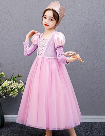 Vestido De Terciopelo De Malla Princesa Rapunzel