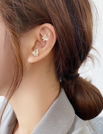 Fashion Two Butterflies Micro-inlaid Zircon Geometric Copper Pierced Earrings