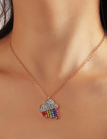 Collar De Aleación De Arcoíris De Amor Con Diamantes