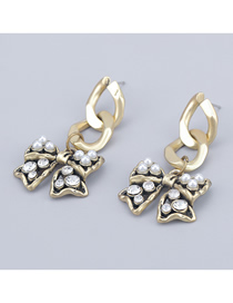 Pendientes De Perlas De Imitación De Diamantes De Oro Con Combinación De Mariposas