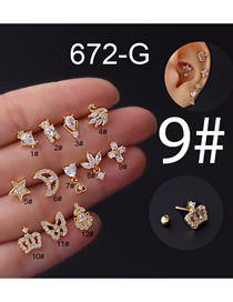 Fashion Gold 9# Stainless Steel Zirconium Geometric Pierced Stud Earrings