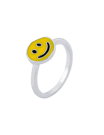 Fashion Yellow Alloy Drip Smiley Ring