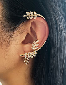 Fashion 5537402 Left Geometric Diamond Leaf Earrings