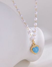 Collar De Perlas De Amor De Pino Azul Titanio