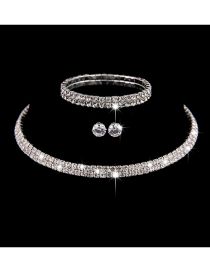Conjunto De Collar De Pulsera De Aretes De Diamantes De Imitación Geométricos
