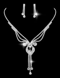 Conjunto De Collar De Aretes Colgantes Con Borla De Diamantes De Imitación Geométricos
