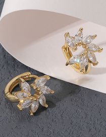 Aretes Florales De Cobre Chapados En Oro Real Con Diamantes