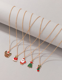 Conjunto De Collar De Calcetines De Campanas De Árbol De Navidad De Alce De Aceite De Gota De Aleación