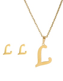 Fashion L Stainless Steel 26 Letter Necklace And Earring Set