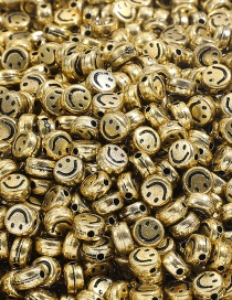 Fashion Gold Acrylic Flat Beads 100 Smiley Beads