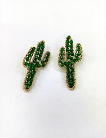 Aretes De Aleación De Diamantes Con Forma De Cactus