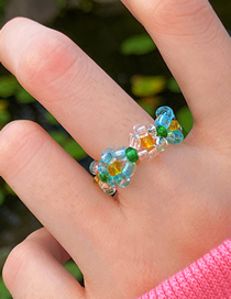 Fashion 7# Crystal Beaded Braided Flower Ring