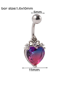 Fashion Heart Shape (2) Titanium Steel Diamond Heart Piercing Navel Nail