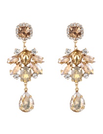 Fashion Champagne Alloy Diamond Drop Earrings