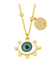 Fashion Green Bronze Diamond Round Eye Necklace