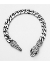 Pulsera Serpiente Con Diamantes En Metal