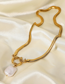 Collar De Cadena De Hueso De Serpiente Con Círculo De Perlas Cuadradas De Acero Titanio