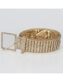 Fashion Golden Eight-row Diamond Waist Chain Metal Row Diamond Wide Belt