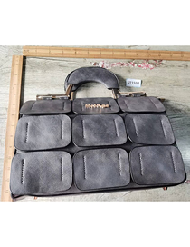 Fashion Grey Lattice Stitching Large-capacity Handbag