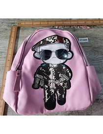 Fashion Pink Pu Character Backpack