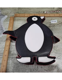 Fashion Black Pu Cartoon Penguin Messenger Bag