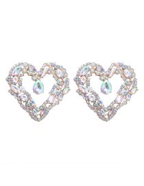 Alloy Diamond Heart Stud Earrings