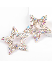 Pendientes Huecos De Aleación De Estrella De Cinco Puntas Con Diamantes