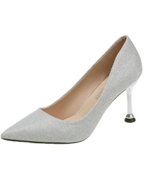 Fashion Silver Sequined Stiletto Pointed Pumps