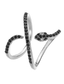Fashion White K Crossed Snake Shaped Diamond Copper Gold Plated Open Ring