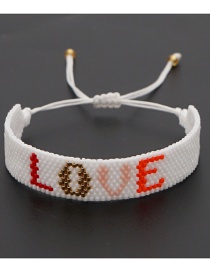Fashion White Rice Beads Hand-woven Solid Color Letter Beaded Bracelet