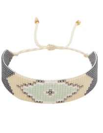 Fashion Gray Handmade Beaded Woven Rice Beads Eye Bracelet