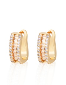 Fashion Gold-plated Champagne Zirconium Diamond And Gold-plated Geometric Earrings