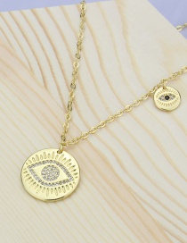 Fashion Gilded Large And Small Eyes Glossy Round Plate Diamond-plated Gold-plated Copper Pendant Necklace