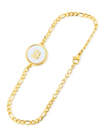 Fashion Gold-plated White Shell B Shell Round Letters Gold-plated Titanium Steel Bracelet