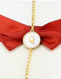 Fashion Gold-plated White Shell Q Shell Round Letters Gold-plated Titanium Steel Bracelet